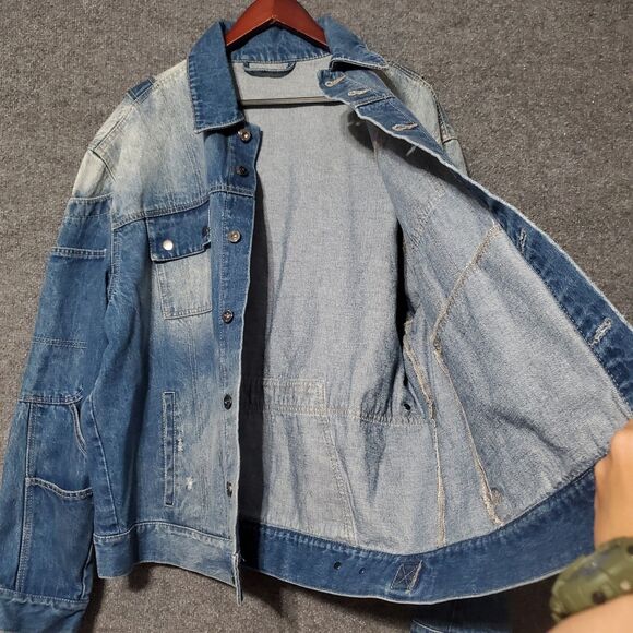CXC Atelier Jean Jacket Mens L Blue Chore Barn Grunge Overall Style Y2K Retro - Picture 8 of 12